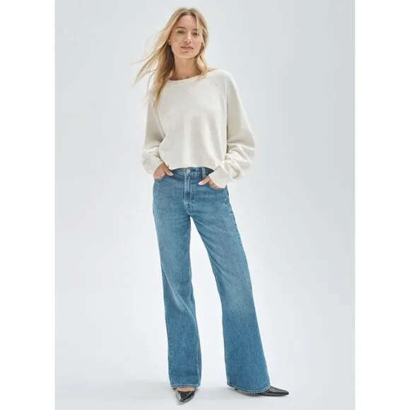 Aritzia Denim Forum The Marianne High Rise Loose Flare Long Inseam Light Wash 28 - Picture 3 of 16